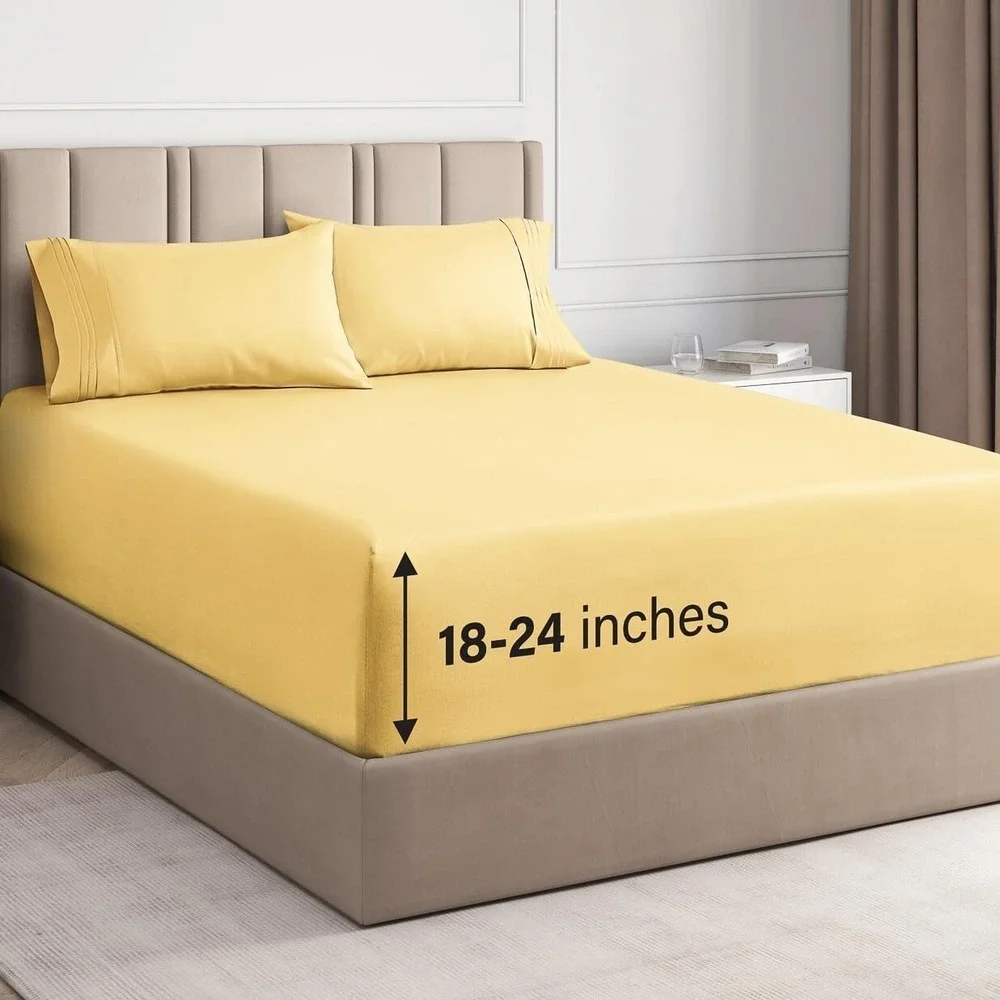 Extra Deep Pocket Sheets - 4 Piece Sheet Set - Cal King Size Sheets Deep Pocket